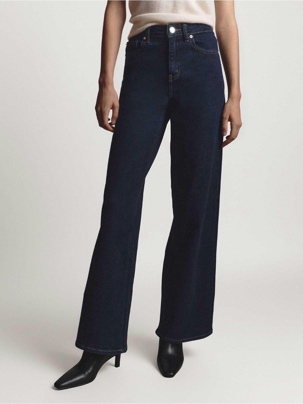 Quince Dark Navy High-Rise Wide-Leg Jeans